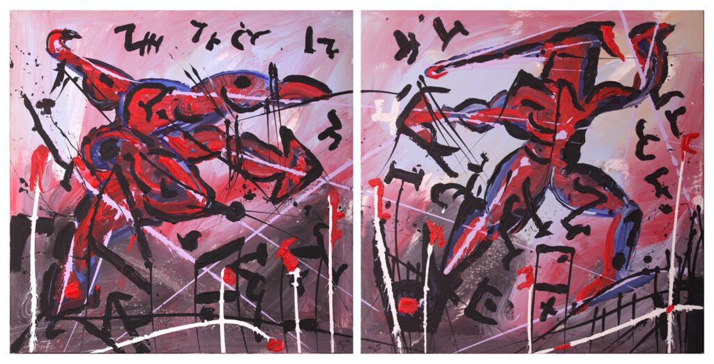 Abstract painting "Brødre" by Mikkel Urup, depicting the bond of brotherhood, 2007